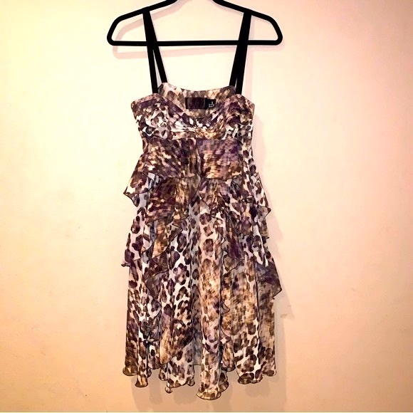 H&M  High low Animal Print Ruffle Midi Dress Size 6 - Picture 7 of 15
